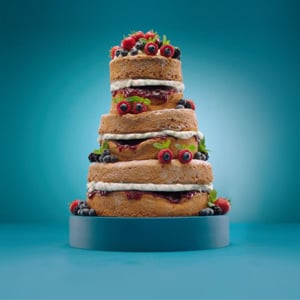 Three tier cake with fruit